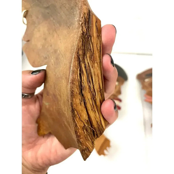 VTG Lot of 4 African Hand Carved Wood Head Profile Faces Wall Art Plaque Unique - Picture 13 of 15